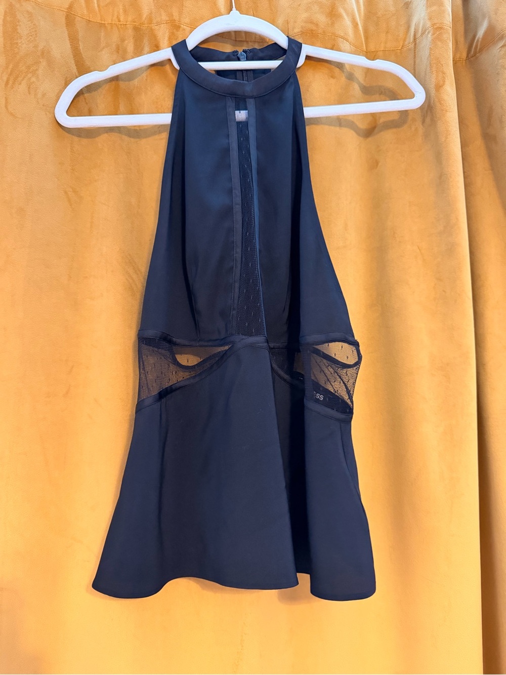NWT Express Black Halter Blouse with Sheer Side Panels
